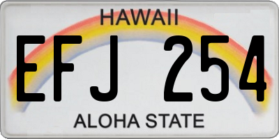 HI license plate EFJ254