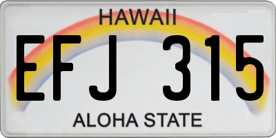 HI license plate EFJ315