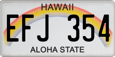 HI license plate EFJ354