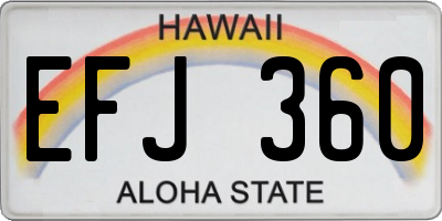 HI license plate EFJ360