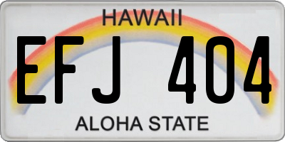 HI license plate EFJ404