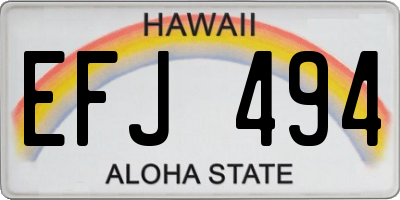 HI license plate EFJ494