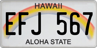 HI license plate EFJ567