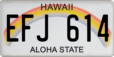 HI license plate EFJ614
