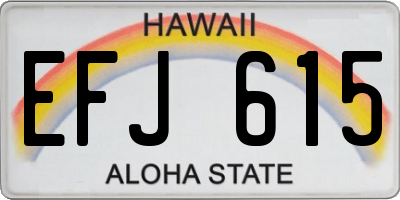HI license plate EFJ615