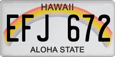 HI license plate EFJ672