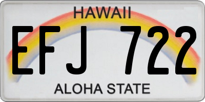 HI license plate EFJ722