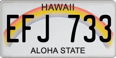 HI license plate EFJ733