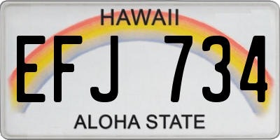 HI license plate EFJ734