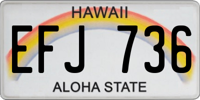 HI license plate EFJ736