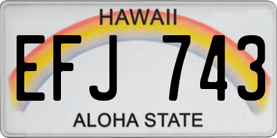 HI license plate EFJ743