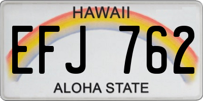 HI license plate EFJ762