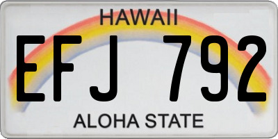 HI license plate EFJ792