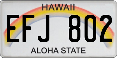 HI license plate EFJ802