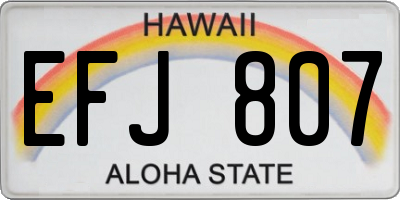 HI license plate EFJ807