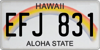 HI license plate EFJ831