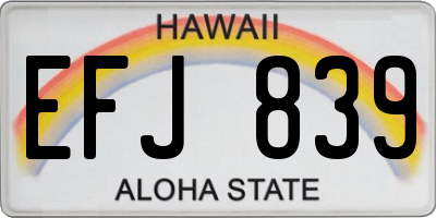 HI license plate EFJ839