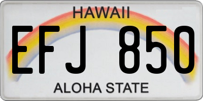 HI license plate EFJ850