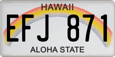 HI license plate EFJ871
