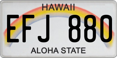 HI license plate EFJ880