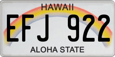 HI license plate EFJ922