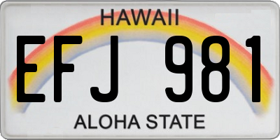 HI license plate EFJ981