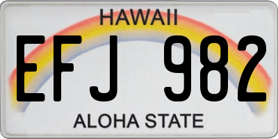HI license plate EFJ982