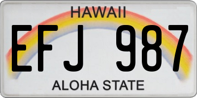 HI license plate EFJ987