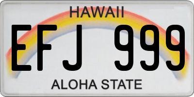 HI license plate EFJ999