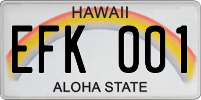 HI license plate EFK001