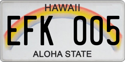 HI license plate EFK005