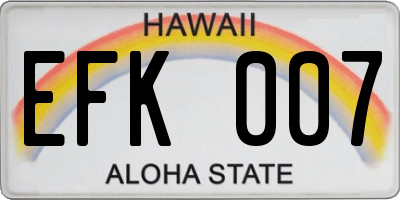 HI license plate EFK007