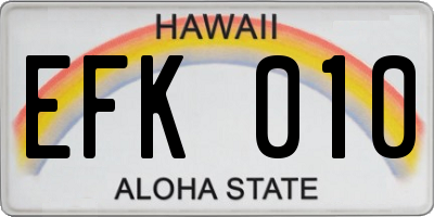 HI license plate EFK010