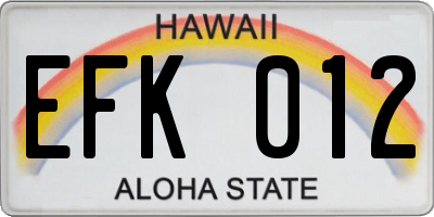 HI license plate EFK012