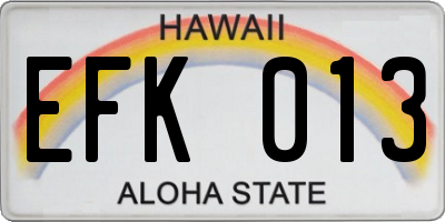 HI license plate EFK013
