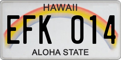 HI license plate EFK014