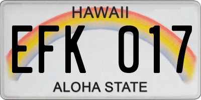 HI license plate EFK017