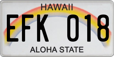 HI license plate EFK018