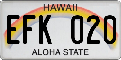 HI license plate EFK020