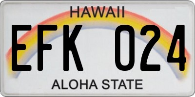 HI license plate EFK024