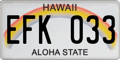 HI license plate EFK033