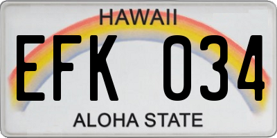 HI license plate EFK034