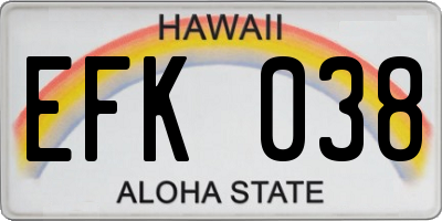 HI license plate EFK038