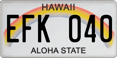 HI license plate EFK040