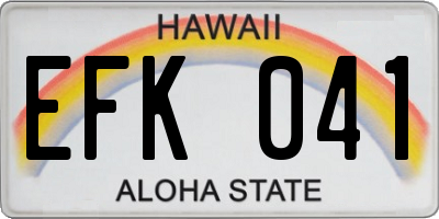 HI license plate EFK041