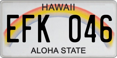 HI license plate EFK046