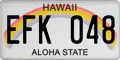 HI license plate EFK048