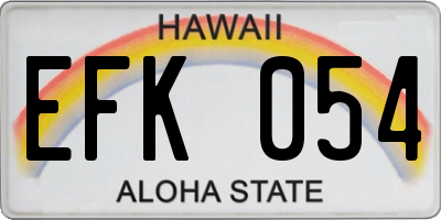 HI license plate EFK054