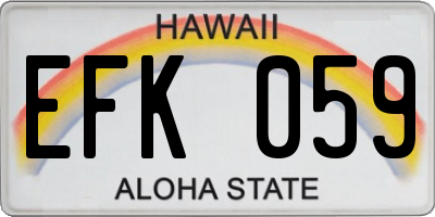 HI license plate EFK059