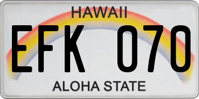 HI license plate EFK070